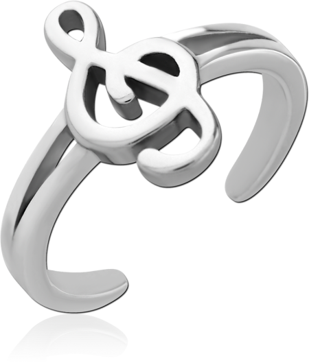 316L SURGICAL STEEL TOE RING MUSIC TREBLE CLEF DESIGN ADJUSTABLE BAND