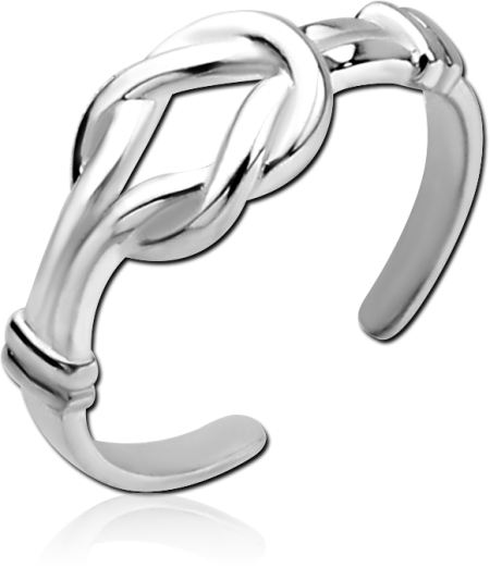 STERLING SILVER 925 TOE RING POLISHED KNOT ADJUSTABLE OPEN BAND